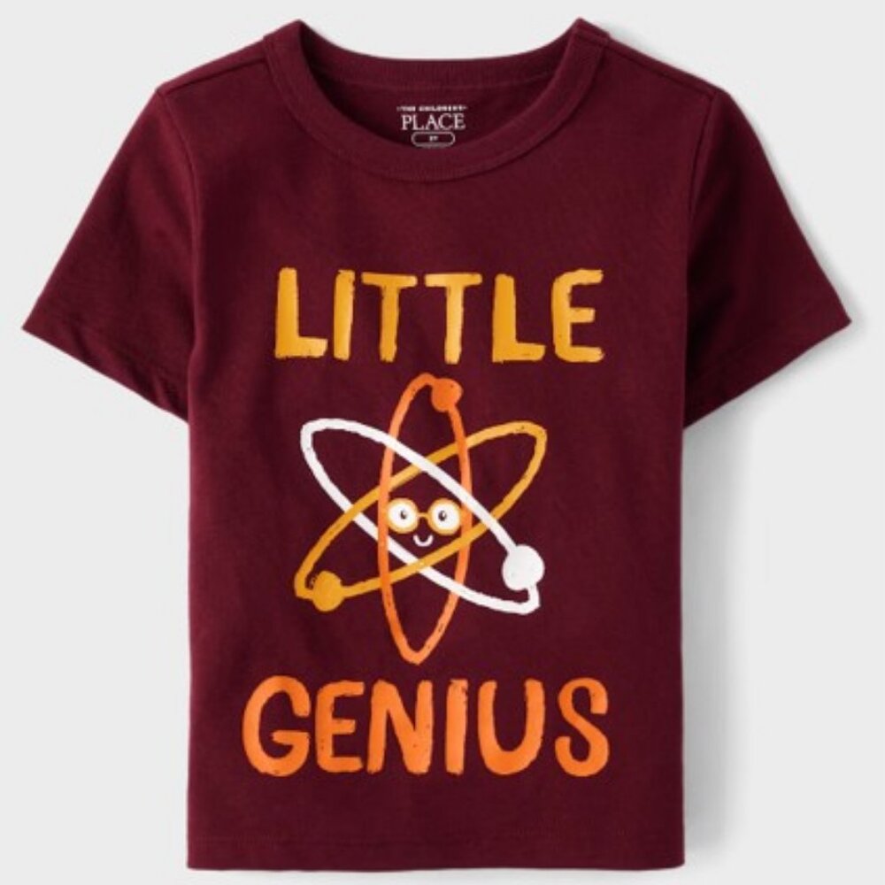 “Little Genius” Short Sleeve Graphic Tee – Wine (Boys 5T) BRAND-NEW!
